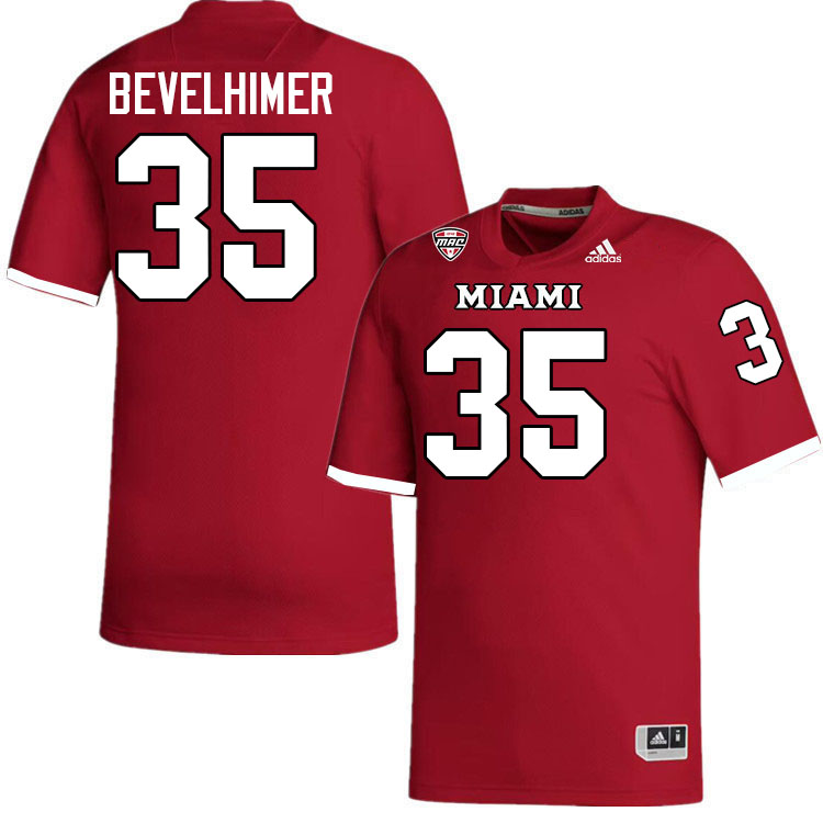 Miami University Redhawks #35 Alec Bevelhimer College Football Jerseys Stitched-Red